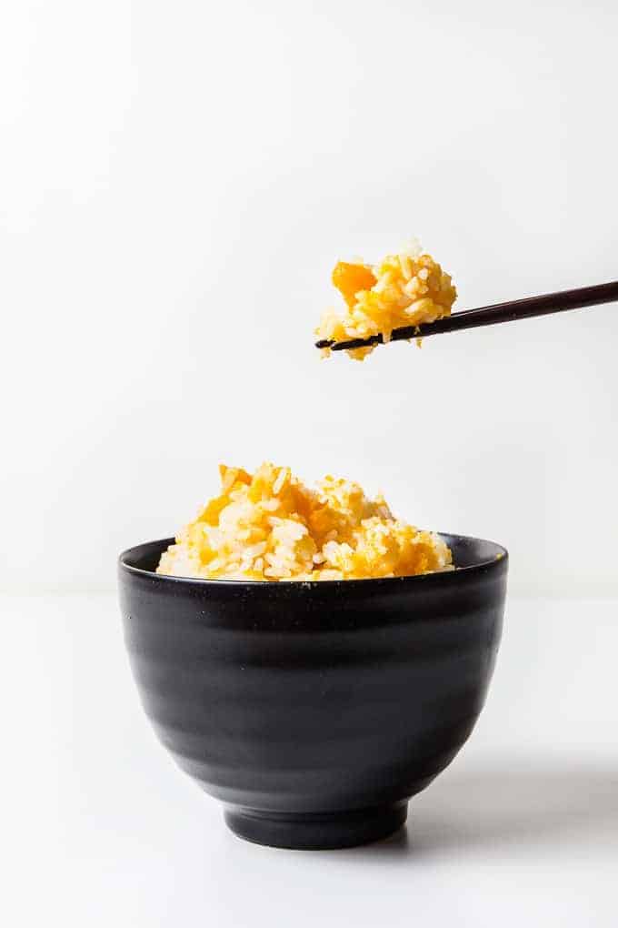 Instant Pot Kabocha Squash Rice Recipe: make simple, frugal pressure cooker Japanese pumpkin rice