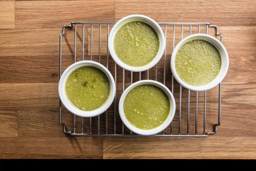 Instant Pot Green Tea Creme Brulee Recipe (Pressure Cooker Creme Brulee): make this rich creamy custard and crackable caramel top. Easy yet fancy dessert.