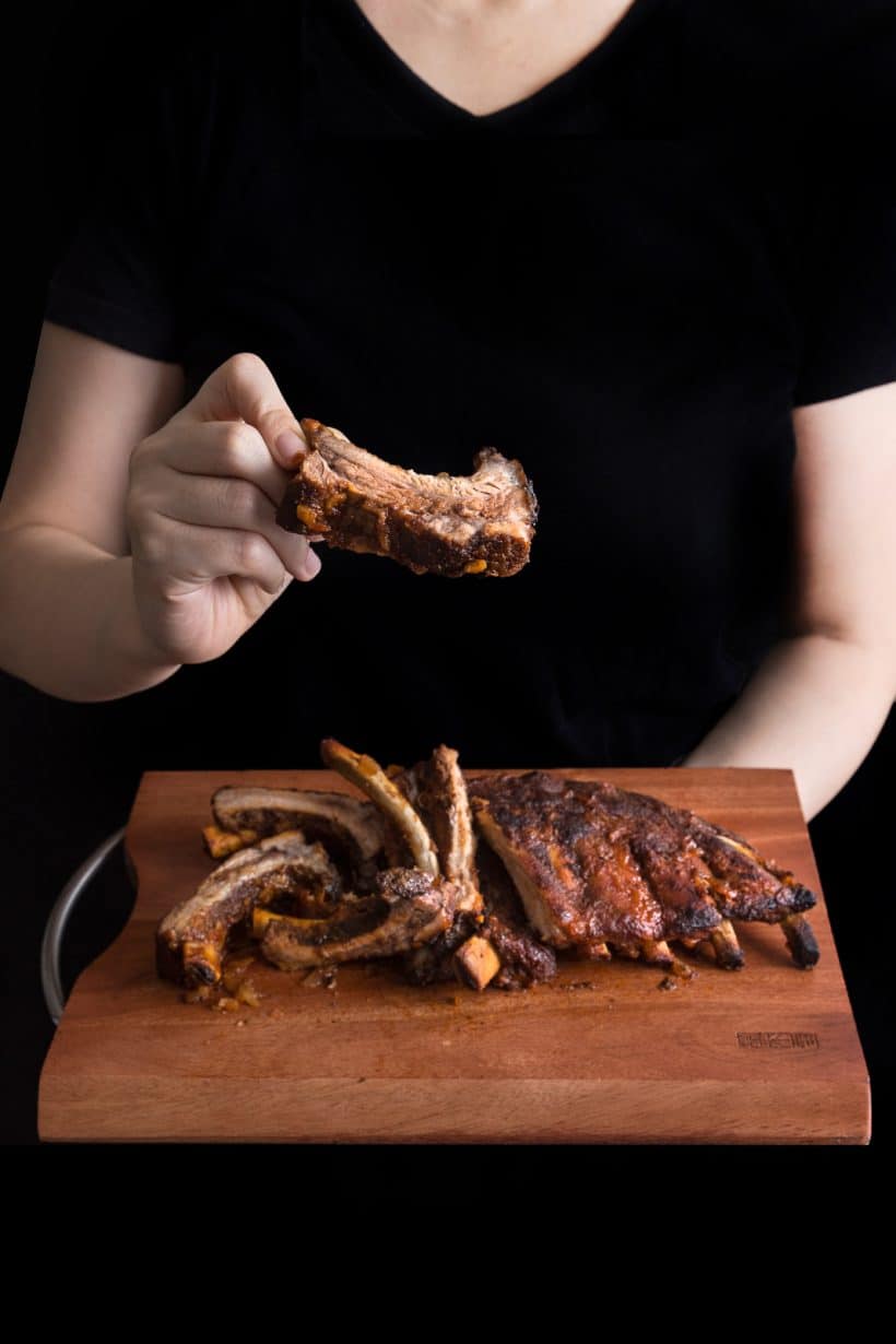 Make these Pressure Cooker Ribs with homemade dry rub & BBQ sauce in less than an hour. Tender ribs with incredible depths of smokey & sweet flavors.