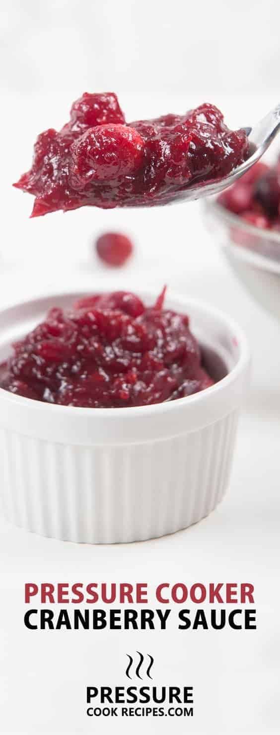 Easy Pressure Cooker Cranberry Sauce Recipe: Tangy & sweet fresh homemade cranberry sauce is great as a jam-like spread, topping for desserts, filling for pastries, glaze for meat, or extra flavor for yogurt/smoothie. Don't just save it for Thanksgiving dinner!