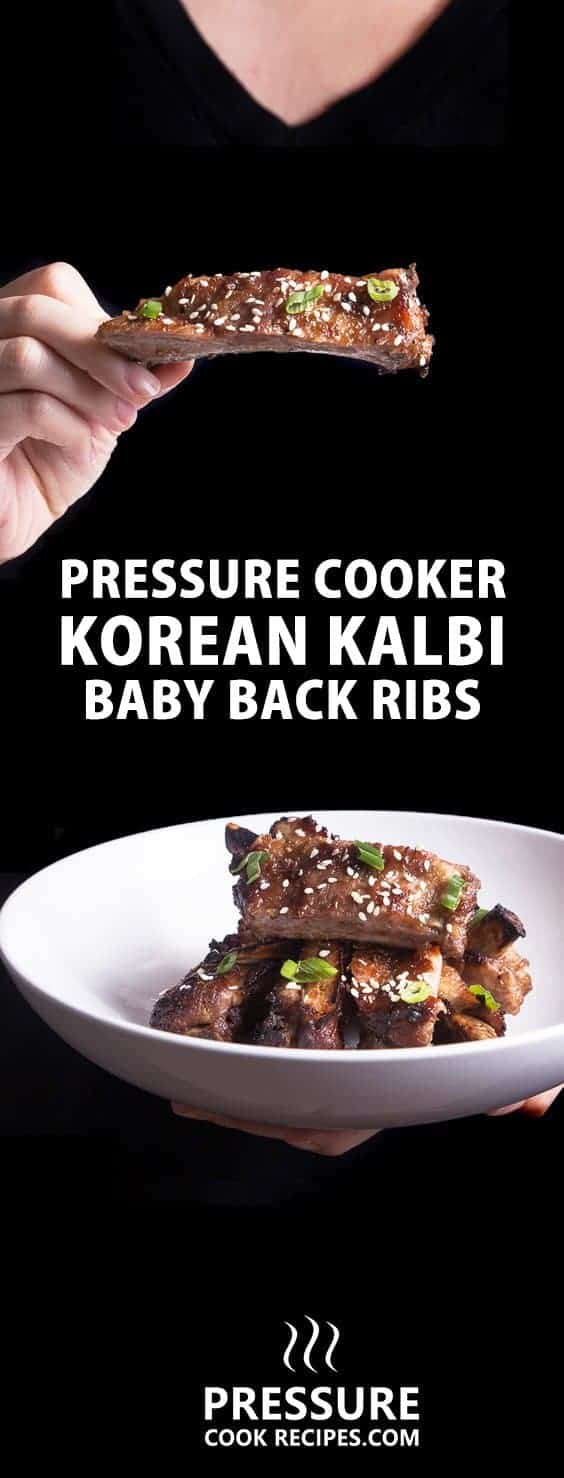 Make Pressure Cooker Korean Ribs with homemade kalbi marinade. Fall-off-the-bone tender & moist baby back ribs with caramelized blast of Asian flavors. YUM!
