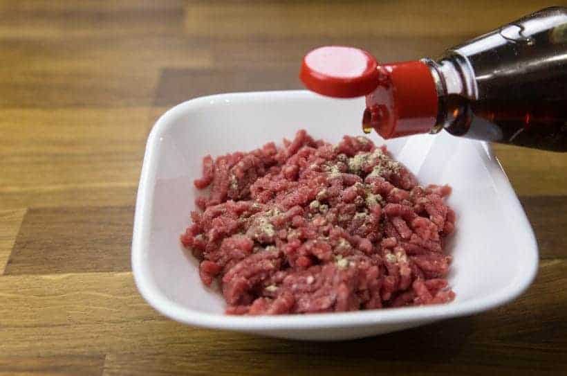 marinate the ground beef for pressure cooker congee