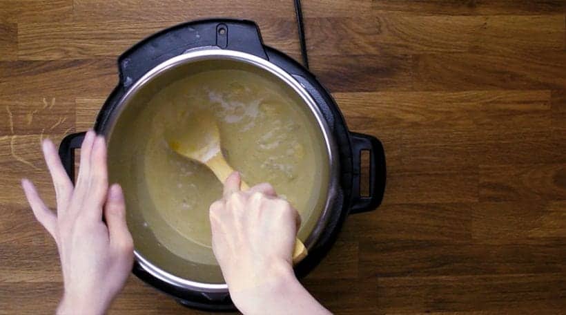 Instant Pot Thai Green Curry Chicken Recipe: deglaze the pot