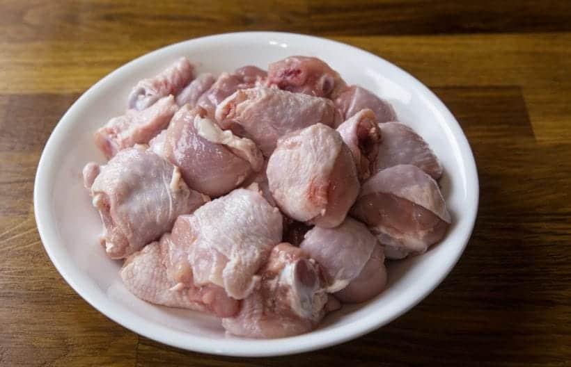 Three Cup Chicken Recipe: Chopped chicken legs
