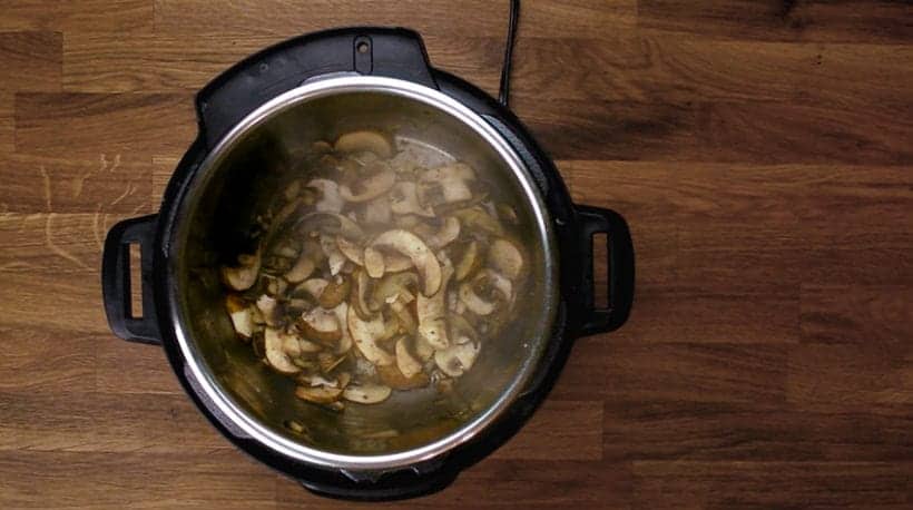 Instant Pot Pork Chops in HK Mushroom Gravy Recipe: saute cremini mushrooms