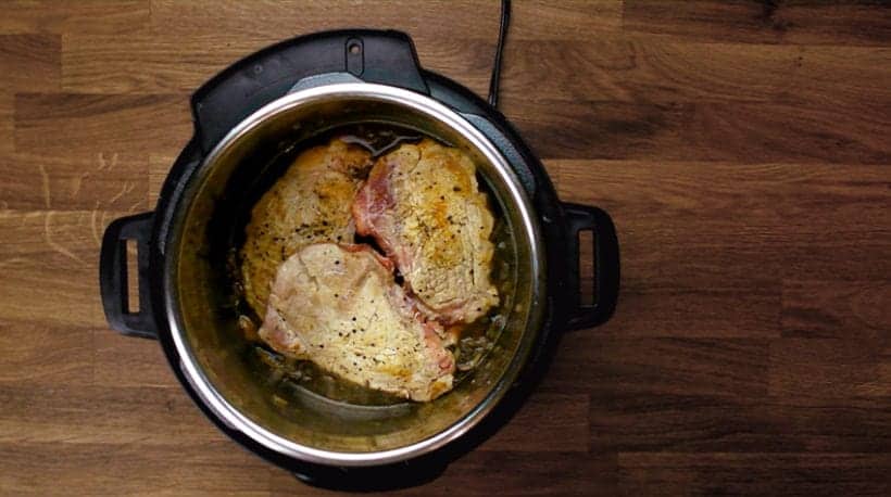 Instant Pot Pork Chops in HK Mushroom Gravy Recipe: pressure cook the pork chops