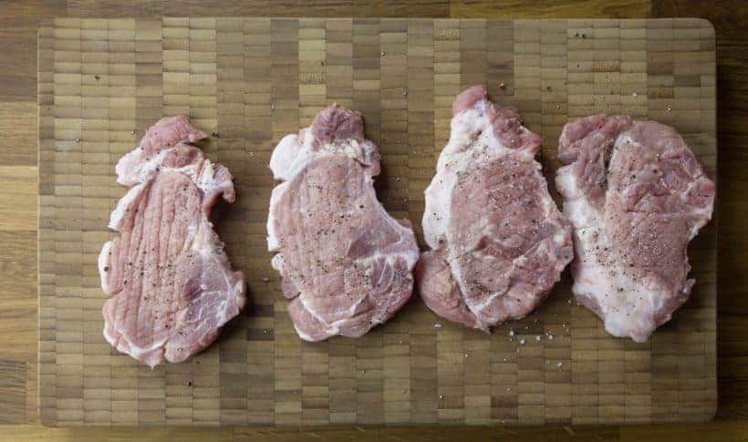 Instant Pot Pork Chops in HK Mushroom Gravy Recipe: tenderized pork chops after pounding