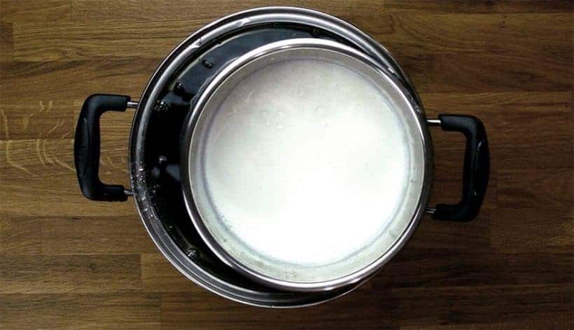 Instant Pot Yogurt Recipe: cooling milk for making homemade yogurt