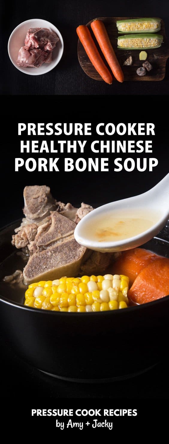 Healthy Chinese Pressure Cooker Pork Bone Broth Recipe (紅蘿蔔粟米豬骨湯). Delicious, paleo, gluten-free broth is super easy and quick to make with real, whole food.