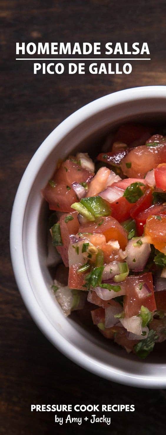 Mexican Homemade Salsa Recipe (Pico de Gallo): excite your taste buds with this easy refreshing Salsa Fresca as a side dish, dip, or topping for tacos.
