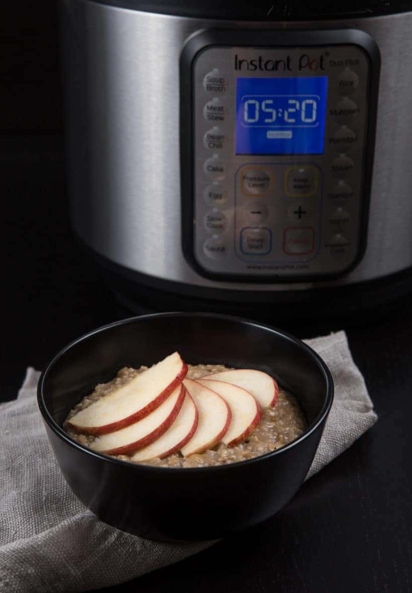 Healthy Hearty Instant Pot Oatmeal Recipe (Pressure Cooker Oatmeal): Make this creamy apple cinnamon oatmeal to comfort and warm your heart in the morning!