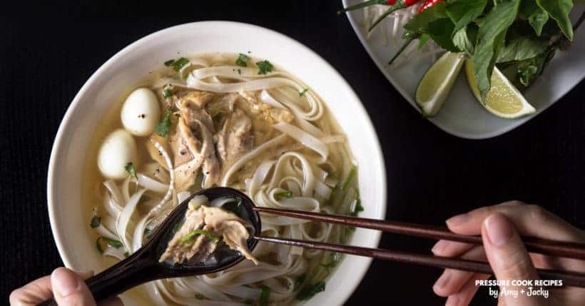 Make this Easy Homemade Instant Pot Pho Ga Recipe (Pressure Cooker Pho Ga): comforting, fragrant Vietnamese Chicken Noodle Soup that warms the heart and nourishes the soul.