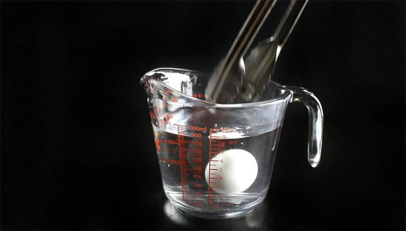 Instant Pot Egg Brulee Recipe (Pressure Cooker Egg Brûlée): place Instant Pot Soft Boiled Eggs in cold water bath