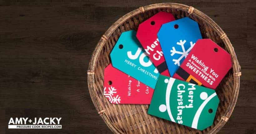 Decorate your holiday gifts with these adorable exclusive Free Printable Christmas Gift Tags: join Amy and Jacky’s Pressure Cooking ChristmasGive Challenge
