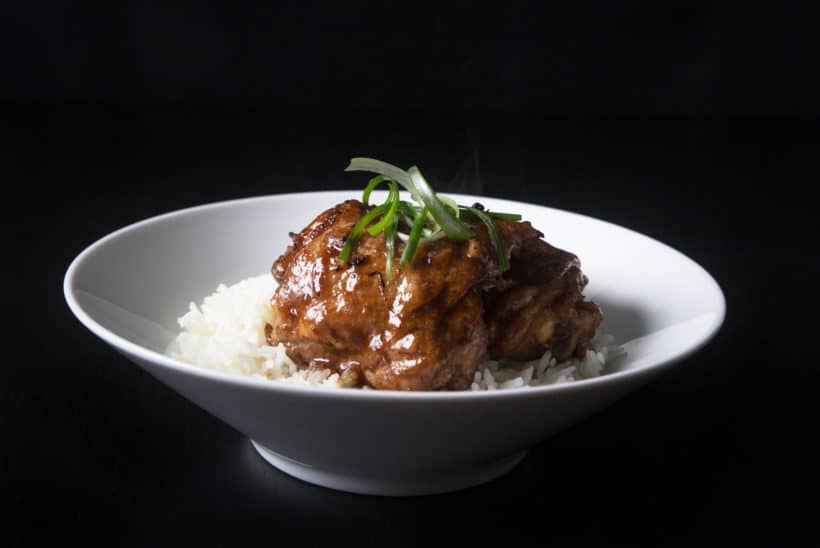 Make Instant Pot Chicken Adobo Recipe (Pressure Cooker Chicken Adobo) with Pot-in-Pot Rice: Classic Filipino favorite comfort food. Super flavorful, quick and easy weeknight Instant Pot Chicken and Rice Recipe.