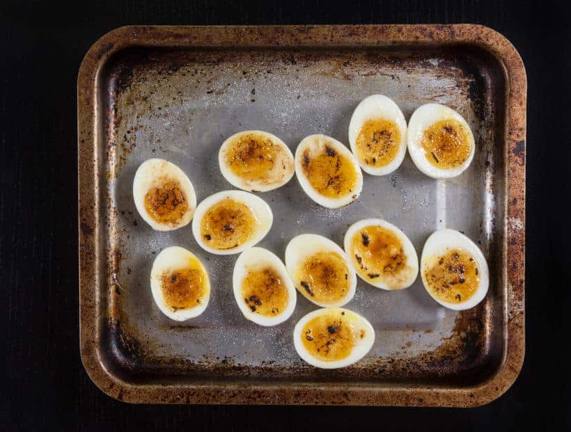 Instant Pot Egg Brûlée Recipe (Pressure Cooker Egg Brûlée): Make this 3-ingredient Egg Brulee to impress your guests! Simple yet fancy soft boiled egg hor d'oeuvres or appetizer. Perfect for holiday potlucks or parties!