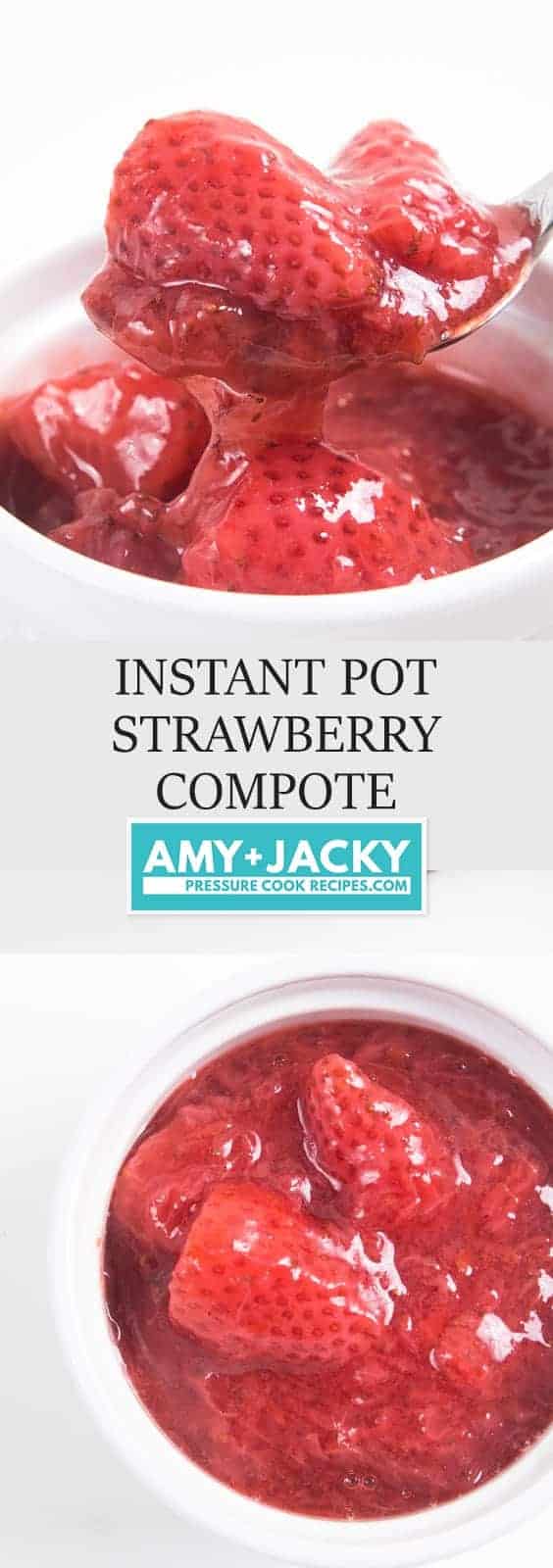 How to make Instant Pot Strawberry Compote Recipe (Pressure Cooker Strawberry Compote): Luscious Sweet 6-ingredient Strawberry Sauce will have you licking your spoons. Great topping for cheesecake or breakfast.