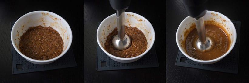 Instant Pot Dulce De Leche Recipe (Pressure Cooker Dulce De Leche): smooth out lumpy dulce de leche with immersion hand blender