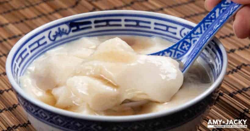 Fresh Melt-in-the-Mouth Instant Pot Tofu Pudding Recipe (Pressure Cooker Dou Hua 豆腐花): Silky smooth soybean pudding with sweet ginger syrup. Super easy & simple yet satisfying dessert.