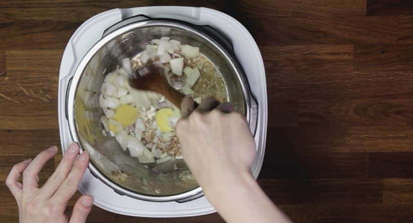 Instant Pot HK Braised Chicken with Potatoes Recipe 薯仔炆雞翼 (Pressure Cooker HK Braised Chicken with Potatoes): saute ginger, onions, shallot, garlic in Instant Pot Pressure Cooker or Power Pressure Cooker