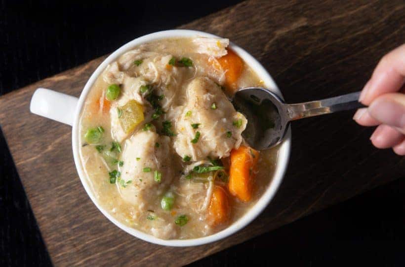 Instant Pot Chicken and Dumplings Recipe (Pressure Cooker Chicken and Dumplings): how to make satisfying Chicken and Dumplings - classic comfort food with tender chicken and fluffy homemade dumplings in aromatic chicken broth. An all-time family favorite! #instantpot #instantpotrecipes #instapot #pressurecooker #chickenrecipes #recipes