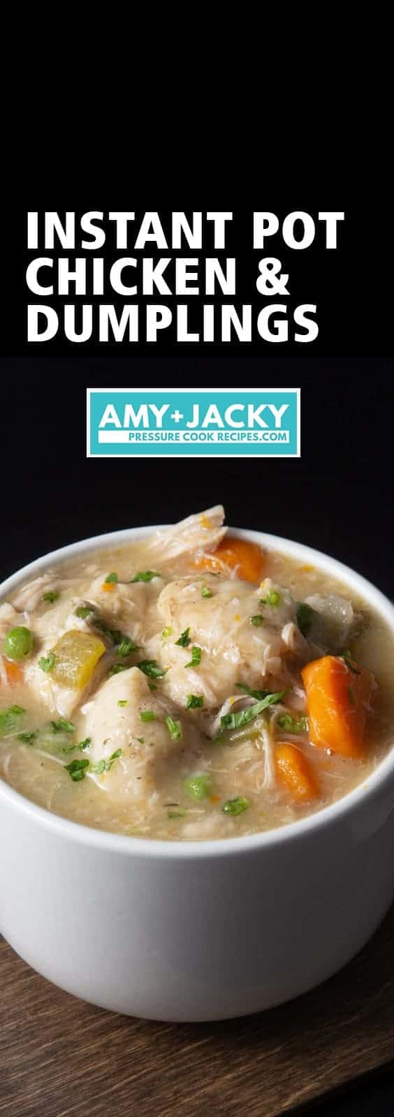 Instant Pot Chicken and Dumplings Recipe (Pressure Cooker Chicken and Dumplings): how to make satisfying Chicken and Dumplings - classic comfort food with tender chicken and fluffy homemade dumplings in aromatic chicken broth. An all-time family favorite! #instantpot #instapot #instantpotrecipes #pressurecooker #recipes #chickenrecipes #southern #soul
