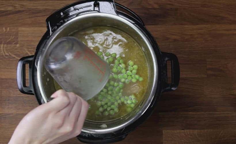 Instant Pot Chicken and Dumplings Recipe (Pressure Cooker Chicken and Dumplings): add frozen green peas into Instant Pot Pressure Cooker