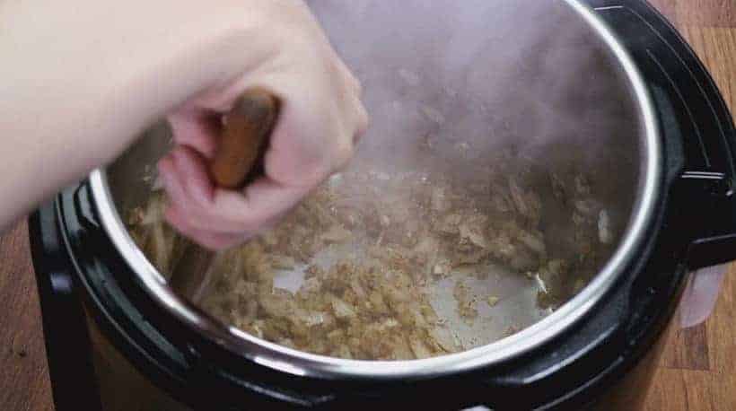 Instant Pot Refried Beans Recipe: saute onion, spices, garlic in Instant Pot Pressure Cooker #instantpot