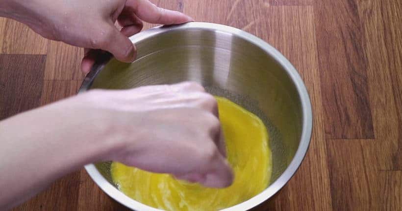 mix granulated sugar and egg yolks