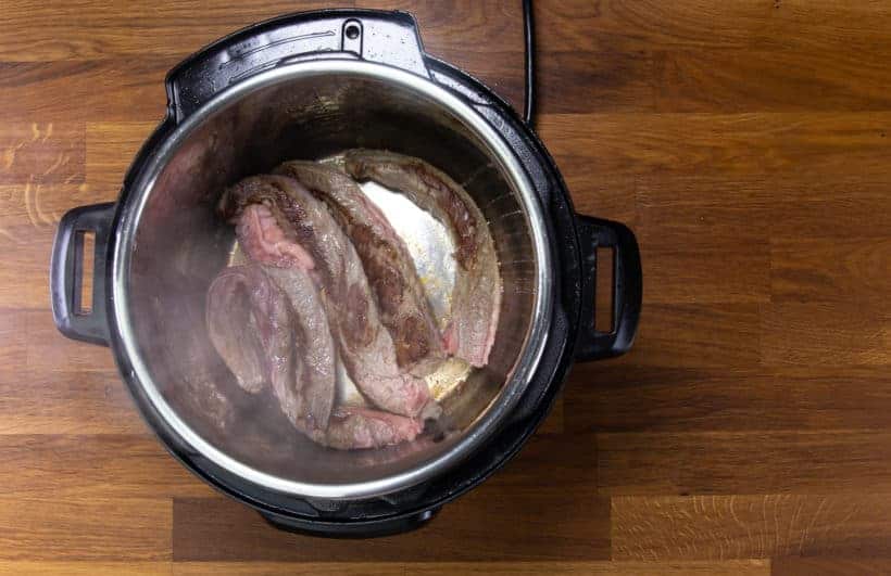 Instant Pot HK Beef Curry (咖喱牛腩): browned beef finger in Instant Pot Pressure Cooker