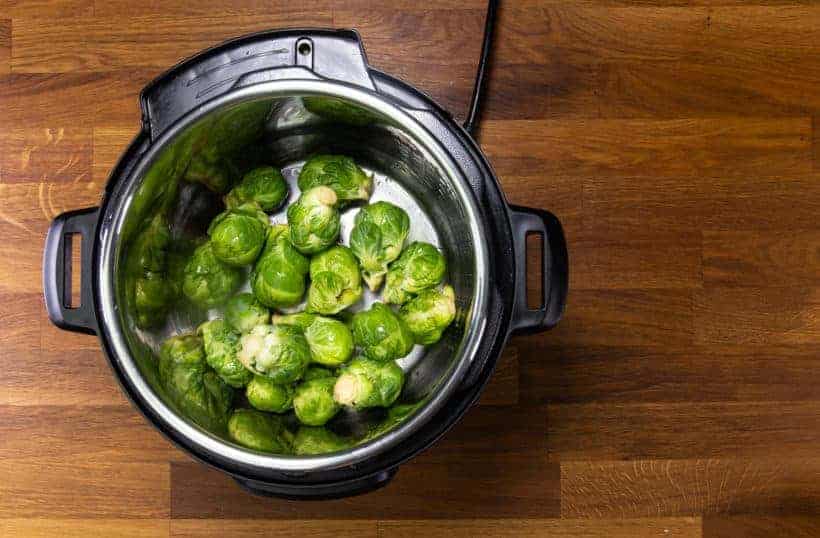 Instant Pot Brussels Sprouts: add unsalted chicken stock in Instant Pot Pressure Cooker