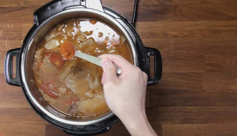Instant Pot HK Borscht Soup: season and thicken borscht soup in Instant Pot