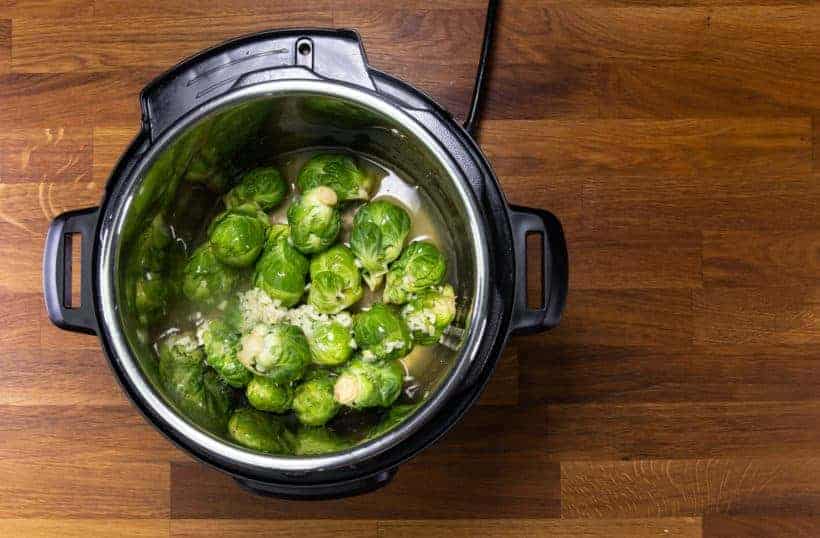 Instant Pot Brussels Sprouts: add unsalted chicken stock in Instant Pot Pressure Cooker