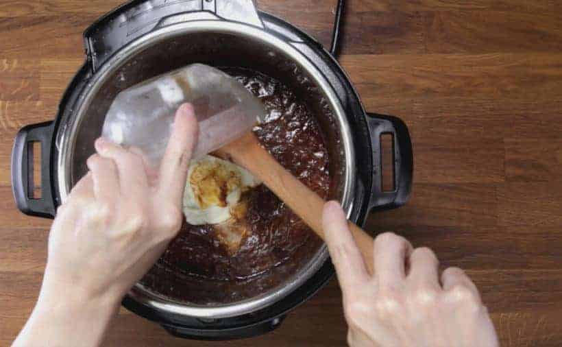 Instant Pot Butter Chicken: mix in heavy cream and yogurt in Instant Pot Pressure Cooker