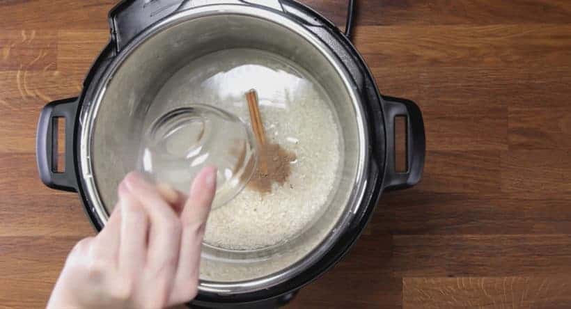 Instant Pot Rice Pudding: add cinnamon stick and nutmeg in Instant Pot Pressure Cooker