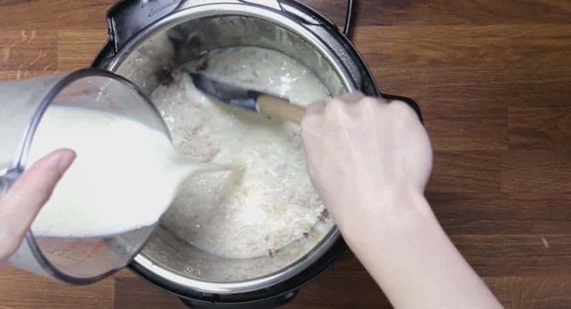 Instant Pot Rice Pudding: add milk mixture into pressure cooked rice