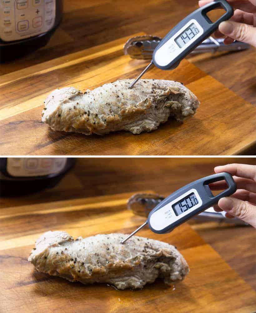 Instant Pot Pork Tenderloin: pork tenderloin internal temperature measurement changes after resting