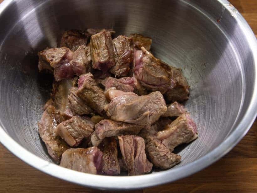 Instant Pot Chinese Beef Stew: cut beef finger in cubes
