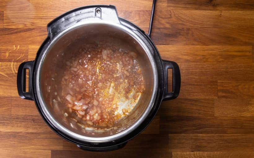 Instant Pot Chicken Soup | Pressure Cooker Chicken Soup: saute tomato paste in Instant Pot Pressure Cooker