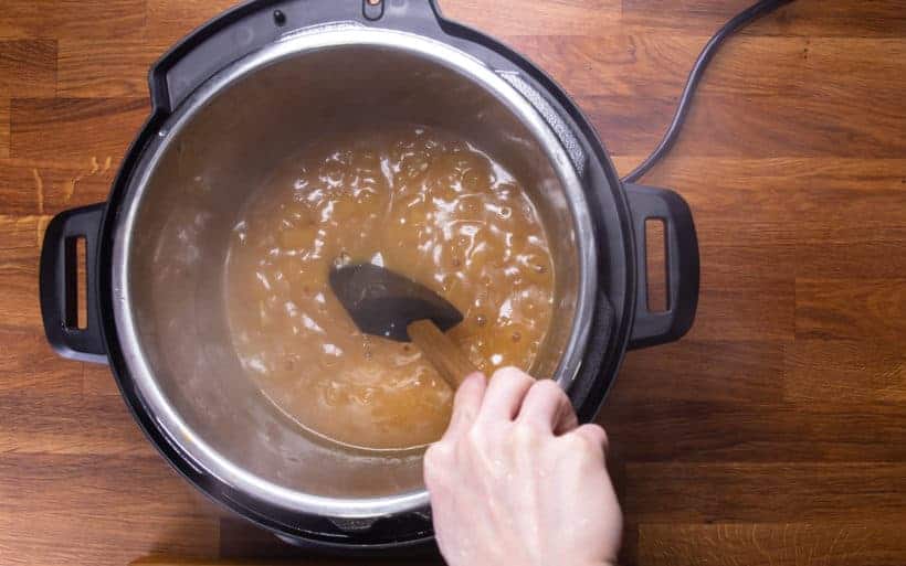 Instant Pot Ham | Pressure Cooker Ham: add brown sugar to pineapple ham glaze in Instant Pot Pressure Cooker