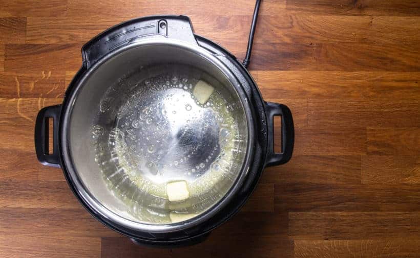 Instant Pot Firecracker Candied Pecans | Glazed Pecans | Spiced Pecans Recipe: melt unsalted butter in Instant Pot Pressure Cooker