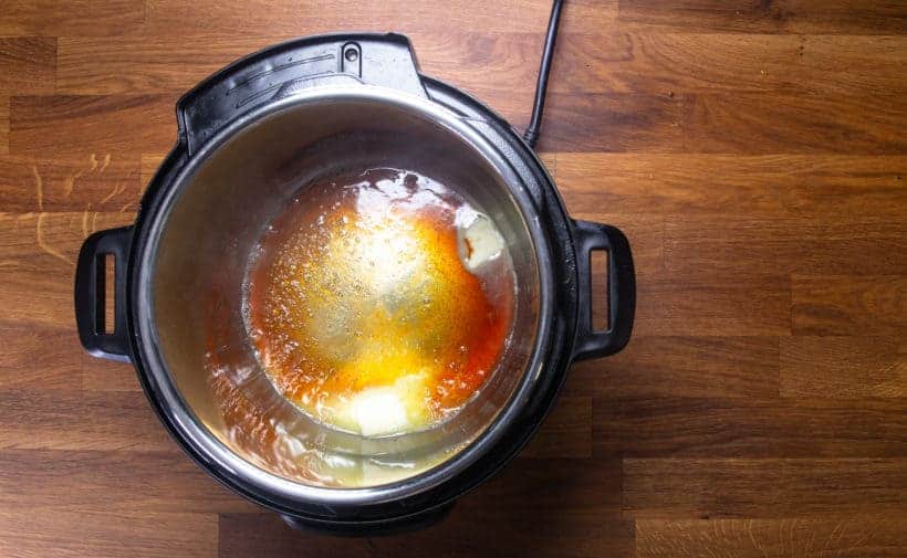Instant Pot Firecracker Candied Pecans | Glazed Pecans | Spiced Pecans Recipe: add maple sriracha sauce in Instant Pot Pressure Cooker
