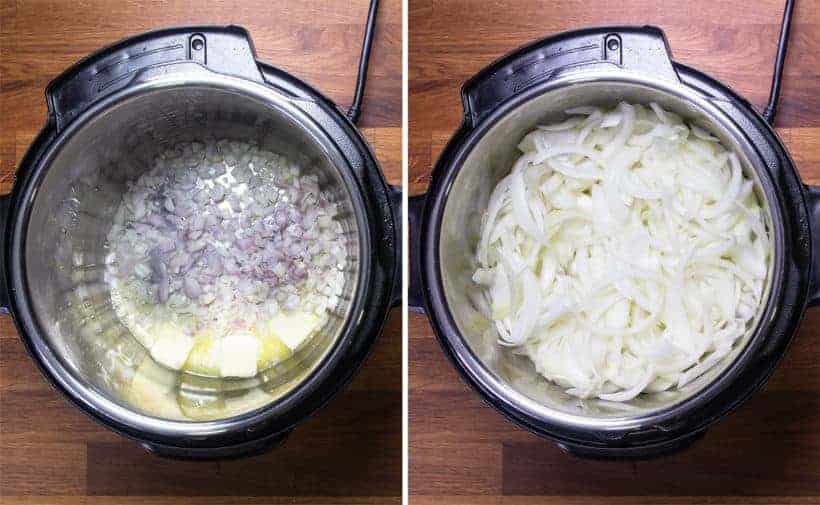 Instant Pot French Onion Soup | Pressure Cooker French Onion Soup: saute shallot and yellow onions in Instant Pot Pressure Cooker