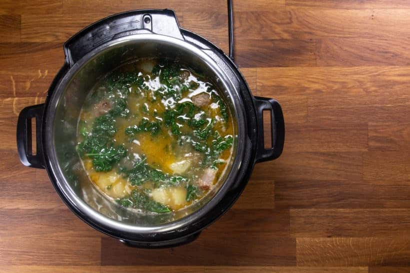 Instant Pot Zuppa Toscana Recipe | Pressure Cooker Zuppa Toscana Soup | Instant Pot Sausage Kale Potato Soup: cook kale in Instant Pot Pressure Cooker 