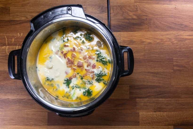 Instant Pot Zuppa Toscana Recipe | Pressure Cooker Zuppa Toscana Soup | Instant Pot Sausage Kale Potato Soup: add crisped bacon bits in Instant Pot Pressure Cooker 