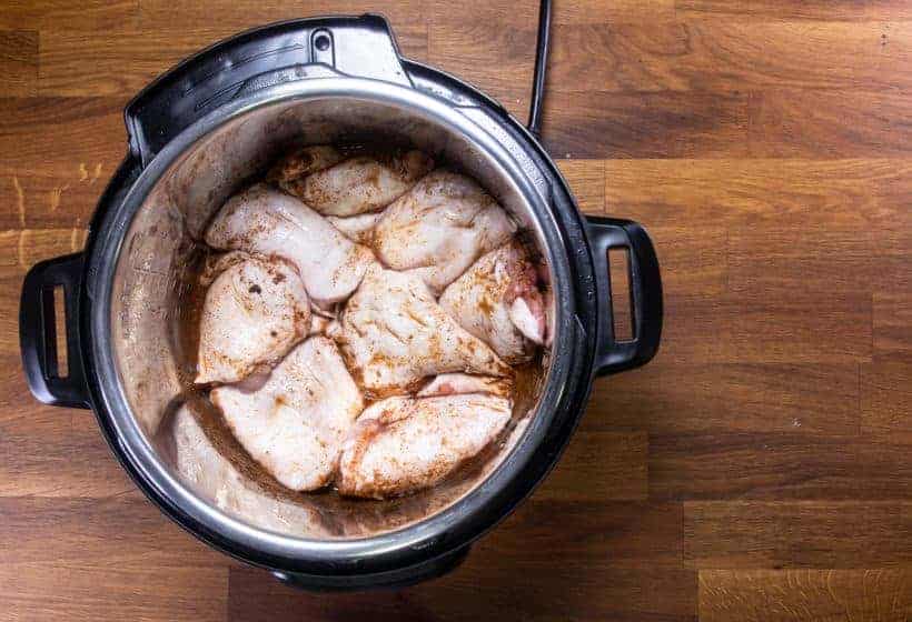 Instant Pot Chicken Tacos | Pressure Cooker Chicken Tacos: marinate chicken thighs in Instant Pot Pressure Cooker