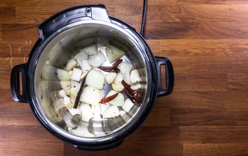 saute chopped onion and crushed garlic