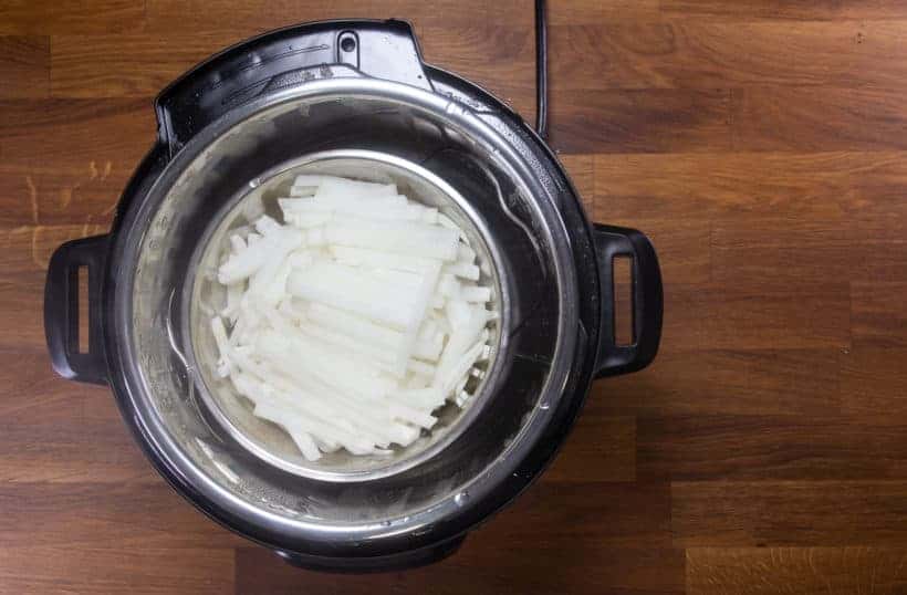 Instant Pot Turnip Cake: pressure cooked turnip in Instant Pot Pressure Cooker