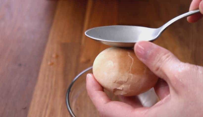 Instapot Chinese Tea Eggs: crack Instant Pot eggs with spoon #instantpot #recipe