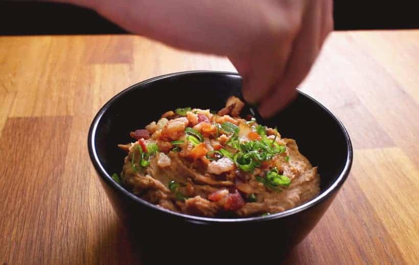 Instant Pot Refried Beans | Pressure Cooker Refried Beans: load refried pinto beans with refreshing sliced green onions